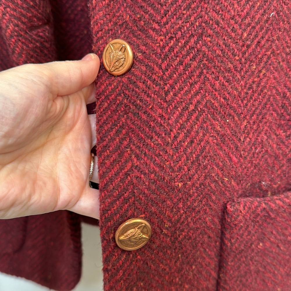Wool jacket. Subtle herringbone weave. Purchased at Anthropologie Copper buttons - Picture 3 of 5